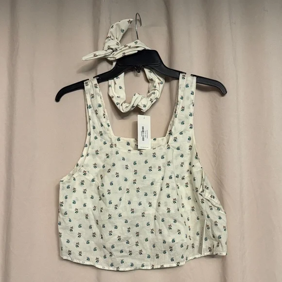 Montce Fruity Floral Crop Top and Headband, Size M, Color Ivory/Green/Pink - Picture 4 of 12